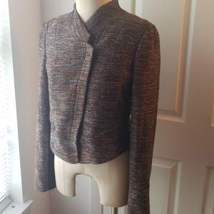 Sz 8 Ann Taylor boucle red/black moto jacket